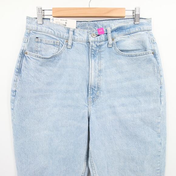 Arizona Jeans Light Wash Blue Distressed Raw Hem High Rise Vintage Straight 15 - Picture 2 of 14